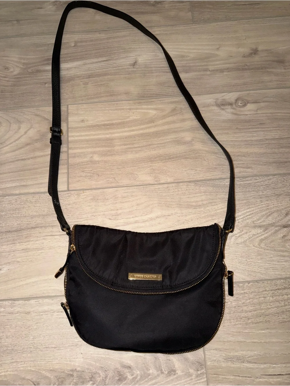 Vince Camuto Black Crossbody with Gold Hardware
